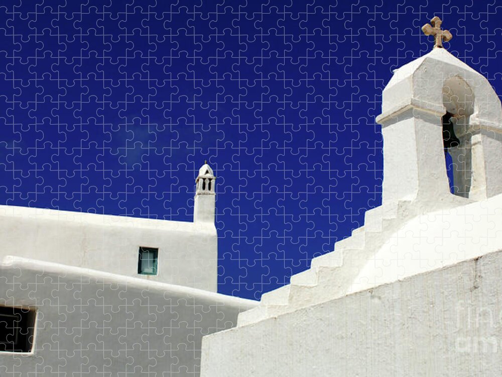Architecture Jigsaw Puzzle featuring the photograph Mykonos Greece Architectual Line 5 by Bob Christopher