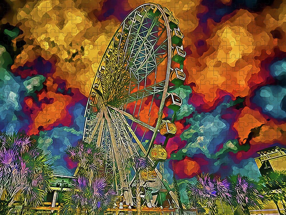 Myrtle Beach Jigsaw Puzzle featuring the photograph Myrtle Beach Skywheel Abstract by Bill Barber