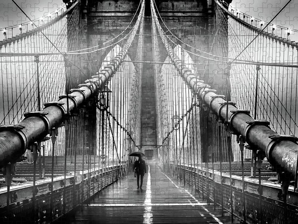 Brooklyn Bridge Jigsaw Puzzle featuring the photograph Mystery Manhattan by Az Jackson