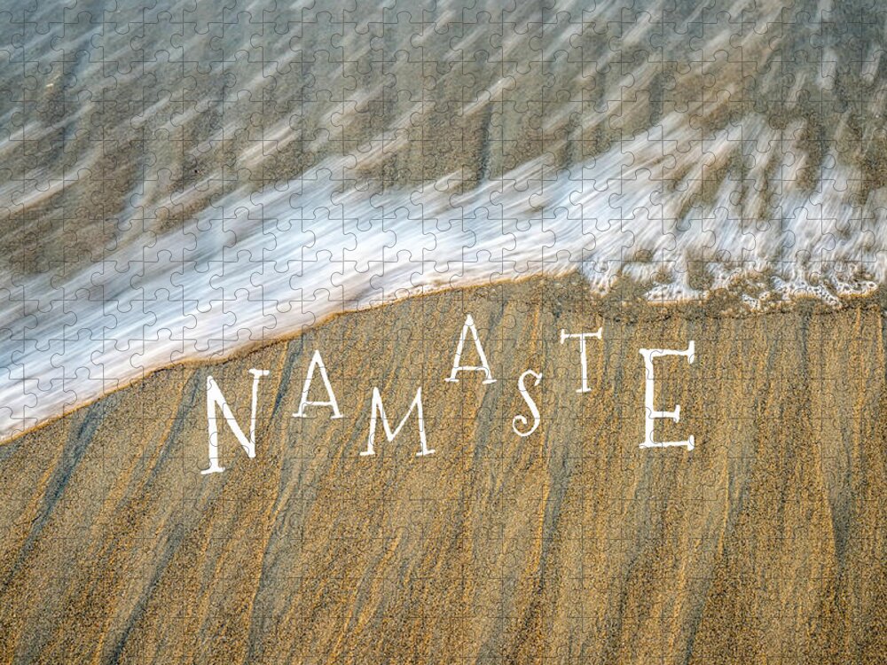 Namaste Jigsaw Puzzle featuring the mixed media Namaste On The Beach by Joseph S Giacalone