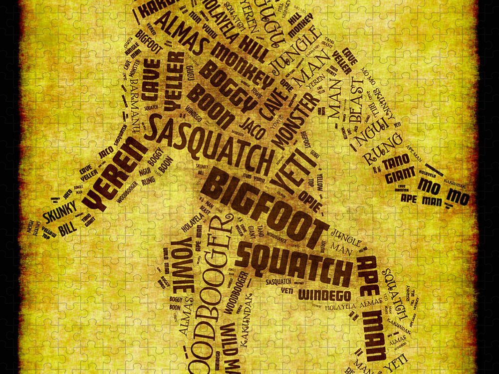Bigfoot Jigsaw Puzzle featuring the photograph Names For Bigfoot Word Cloud by David G Paul