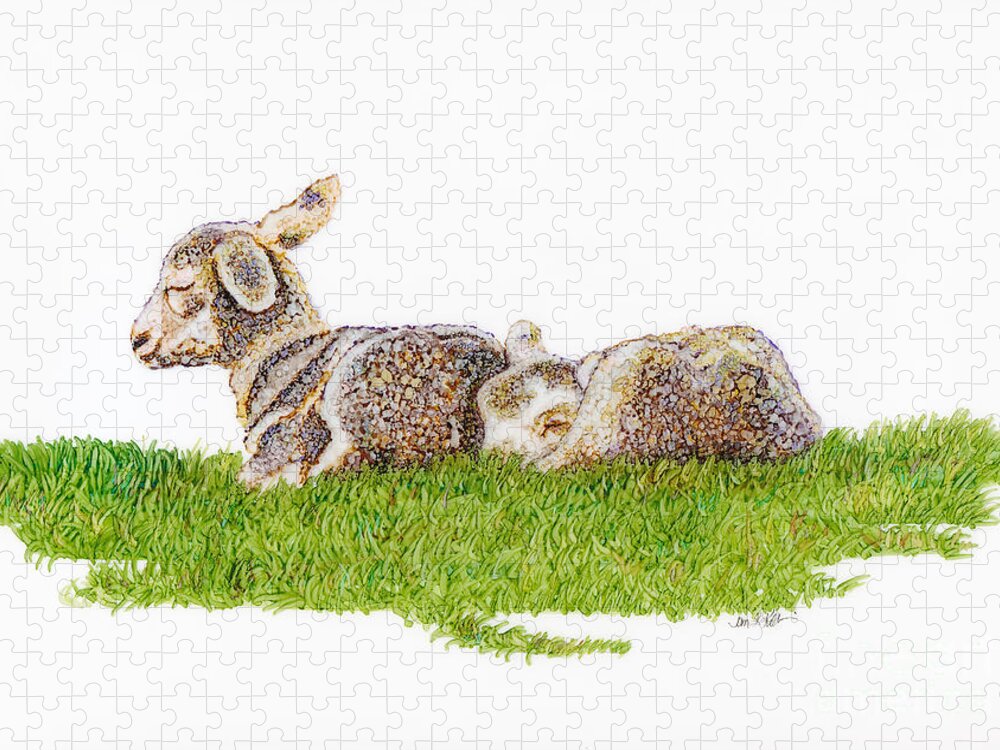 Woolyfrogarts Jigsaw Puzzle featuring the mixed media Nap Time by Jan Killian