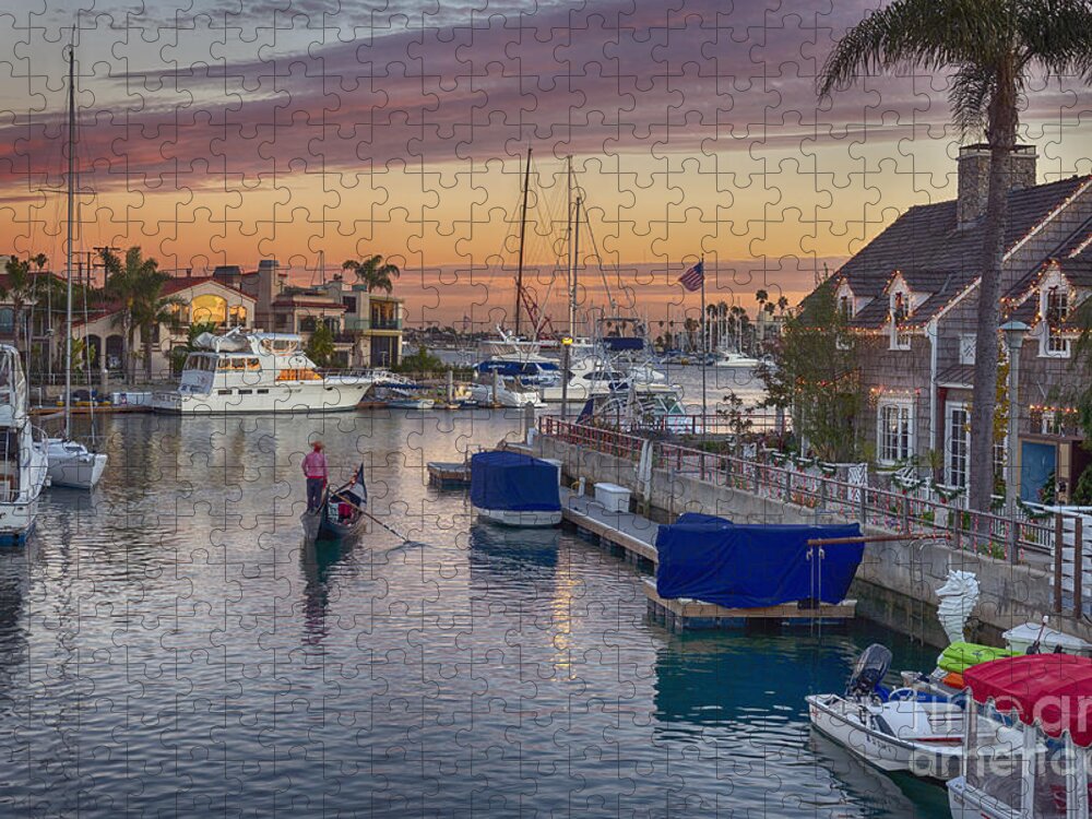 Naples Canals Jigsaw Puzzle featuring the photograph Naples Canal Gondoleer by David Zanzinger