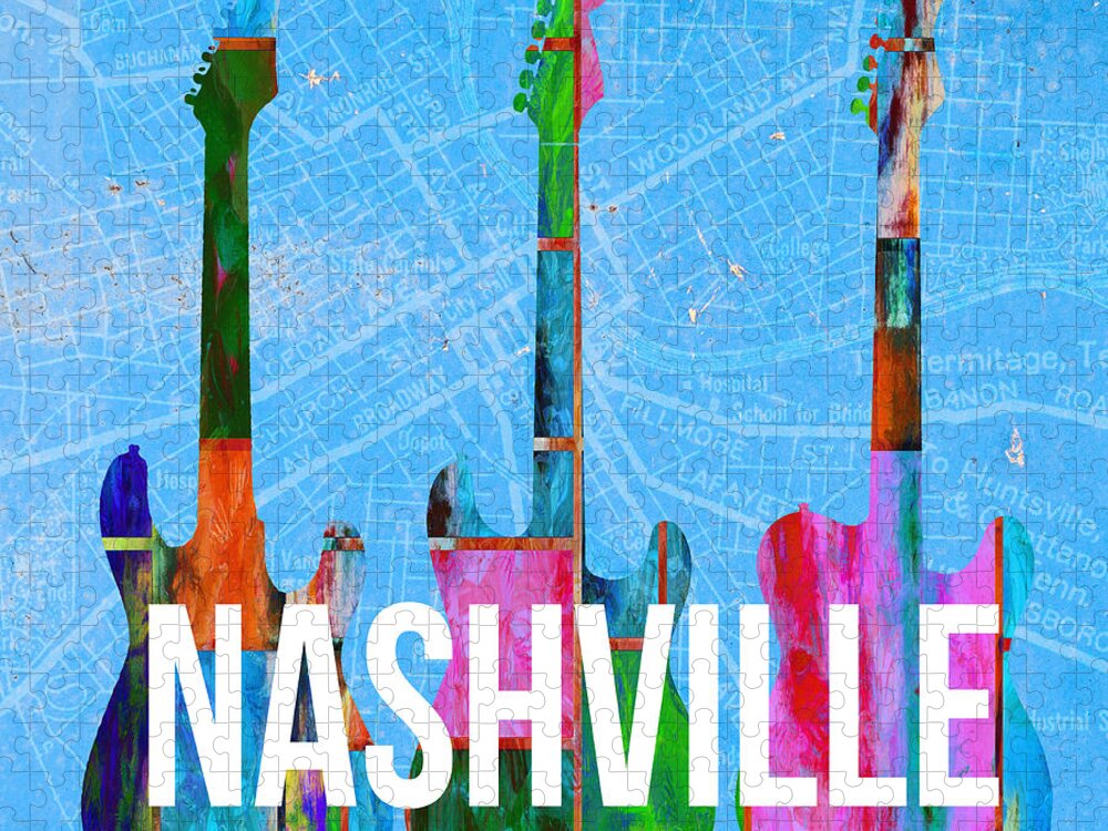 Nashville Jigsaw Puzzle featuring the photograph Nashville Guitars Music Scene by Edward Fielding