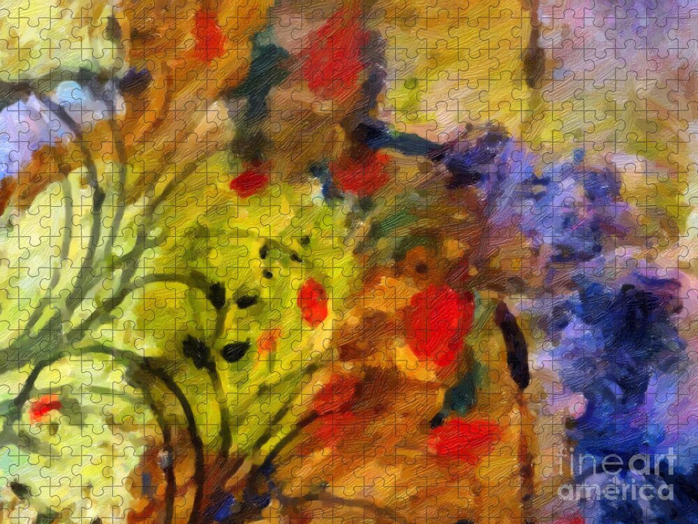 Abstract Flowers Jigsaw Puzzle featuring the painting Natures Colorplay by Lutz Baar