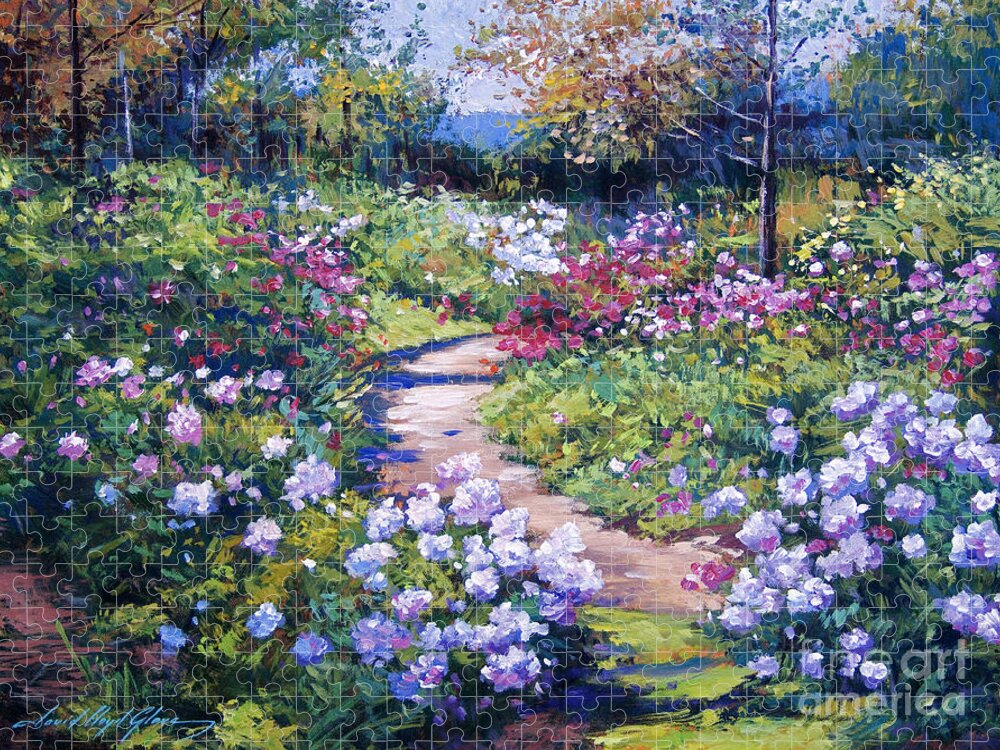 Gardens Jigsaw Puzzle featuring the painting Nature's Garden by David Lloyd Glover