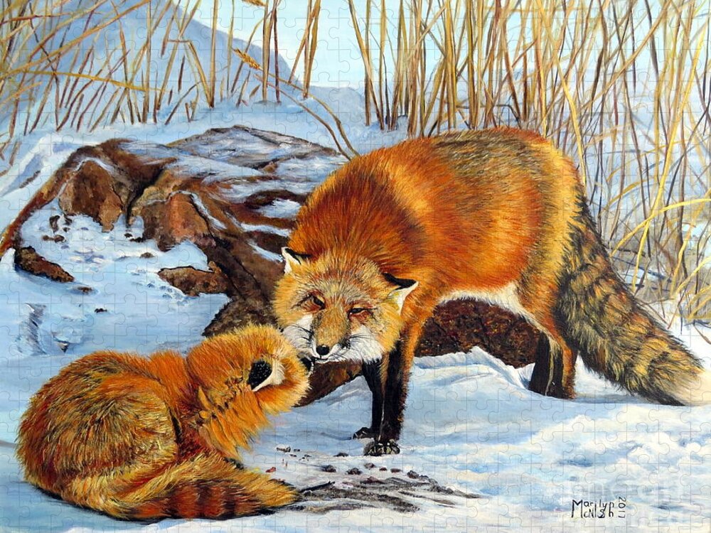 Red Fox Jigsaw Puzzle featuring the painting Natures Submission by Marilyn McNish