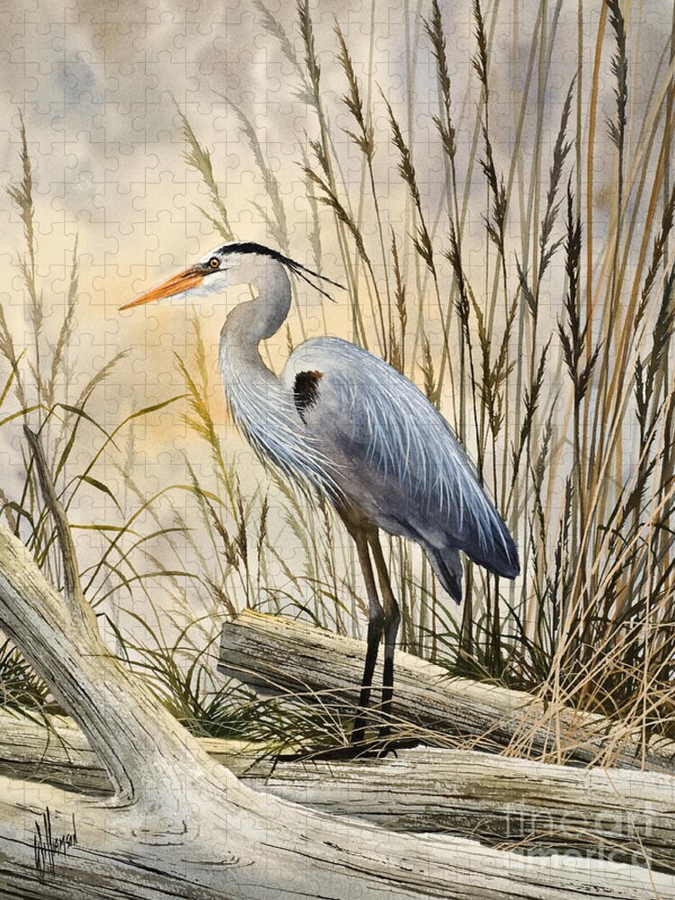 Heron Fine Art Prints Jigsaw Puzzle featuring the painting Nature's Wonder by James Williamson