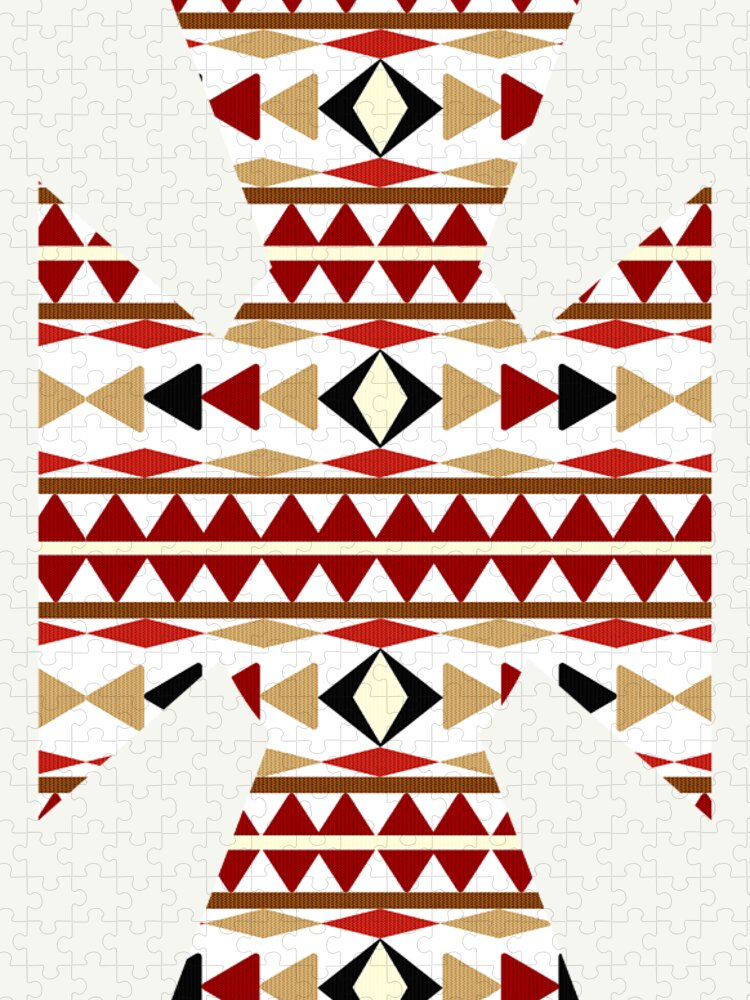 Navajo White Jigsaw Puzzle featuring the mixed media Navajo White Pattern Art by Christina Rollo