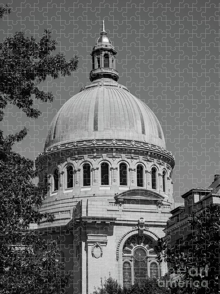 Naval Academy Jigsaw Puzzle featuring the photograph Naval Academy Chapel - black and white by William Kuta