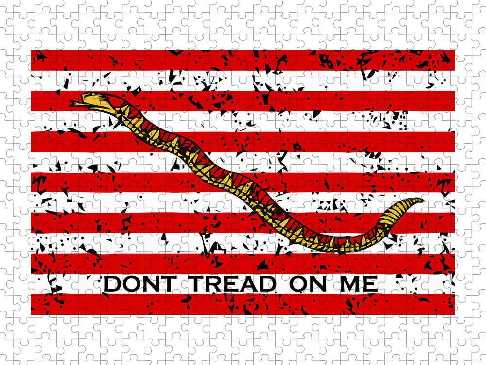 Navy Jigsaw Puzzle featuring the mixed media Navy Jack Flag - Don't Tread On Me by War Is Hell Store