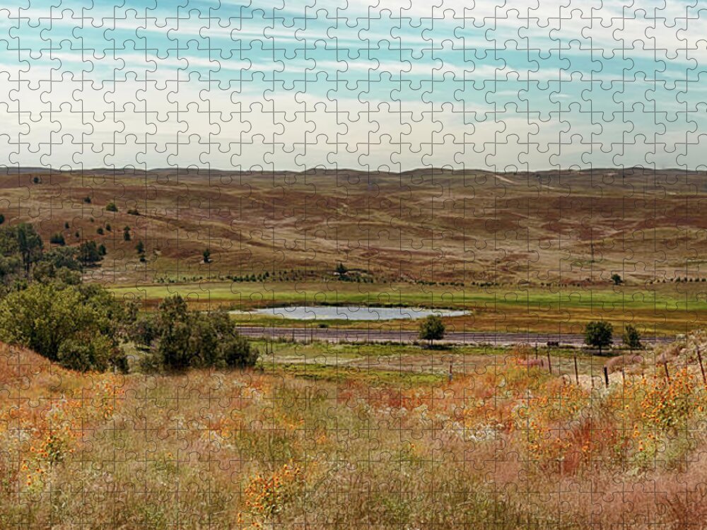 Nebraska Jigsaw Puzzle featuring the photograph Nebraska Sandhills Panorama by Susan Rissi Tregoning