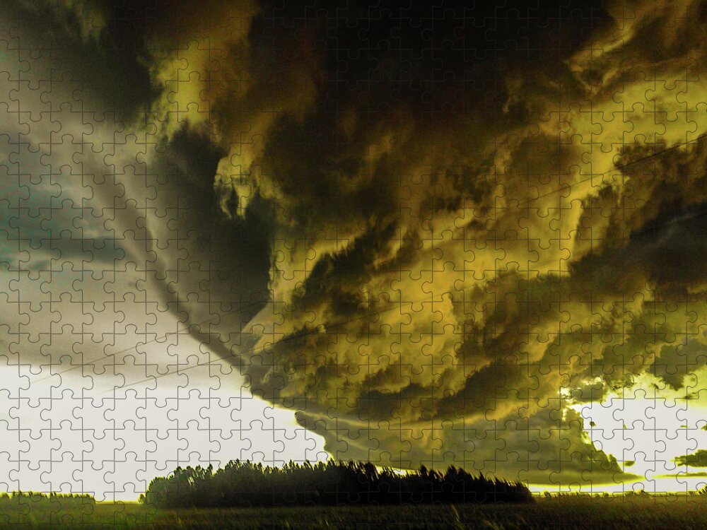 Nebraskasc Jigsaw Puzzle featuring the photograph Nebraska Supercell, Arcus, Shelf Cloud, Remastered 018 by NebraskaSC