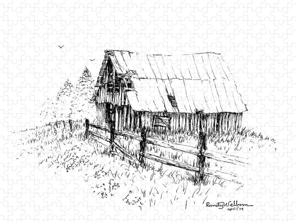 Roof Repair Jigsaw Puzzle featuring the drawing Need a Little Roof Repair by Randy Welborn