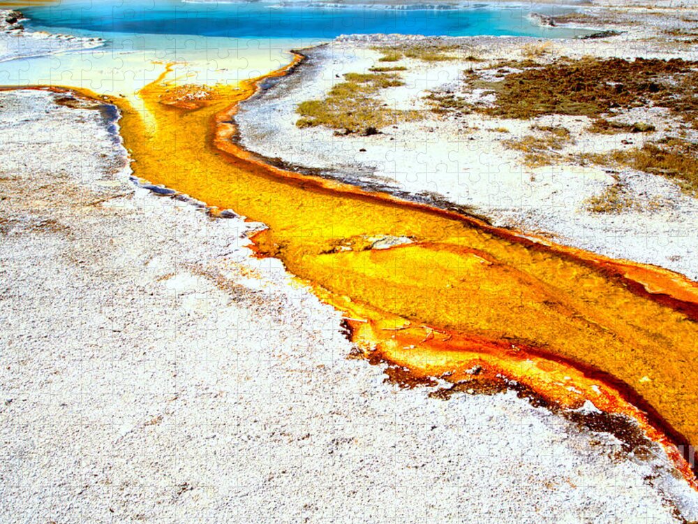 Yellowstone Jigsaw Puzzle featuring the photograph Neon Yellow Stream by Adam Jewell