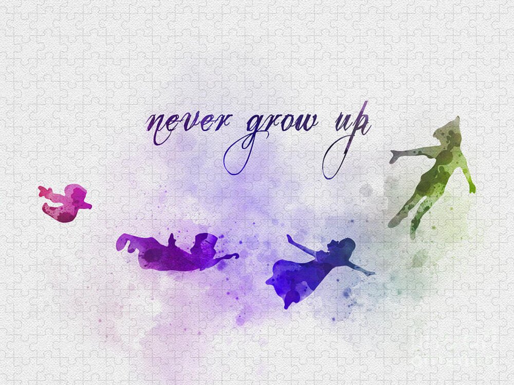 Peter Pan Jigsaw Puzzle featuring the mixed media Never Grow Up by My Inspiration