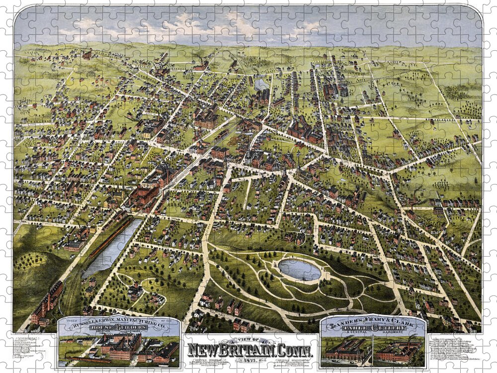 New Britain Jigsaw Puzzle featuring the photograph Antique Map of New Britain Connecticut 1875 by Phil Cardamone
