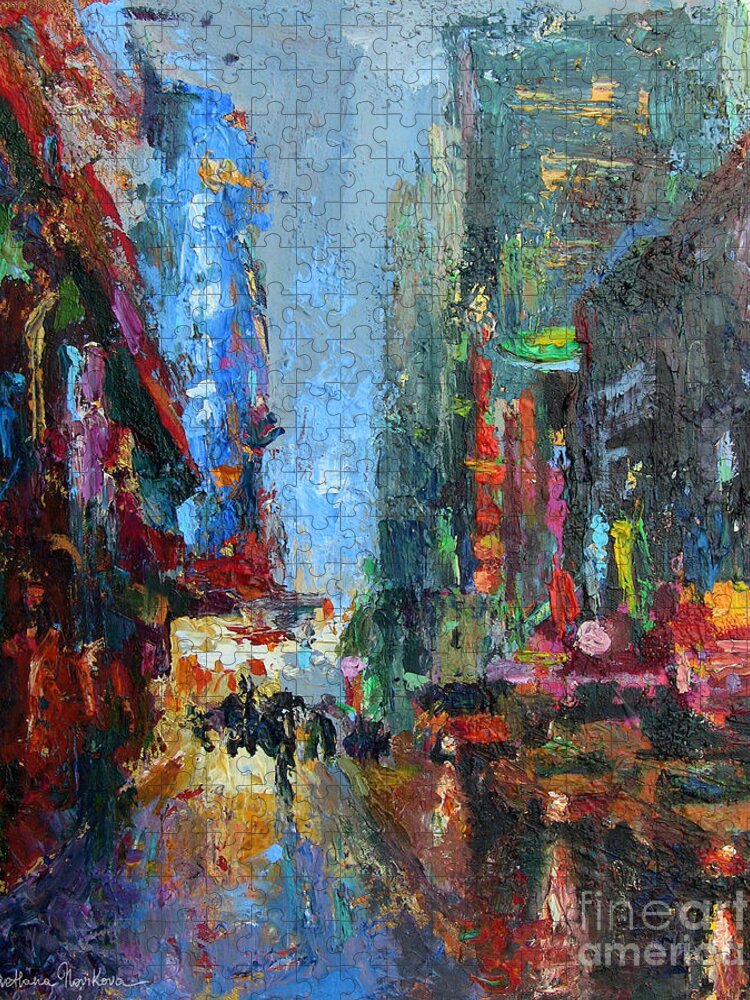42nd Street New York Painting Jigsaw Puzzle featuring the painting New York city 42nd street painting by Svetlana Novikova