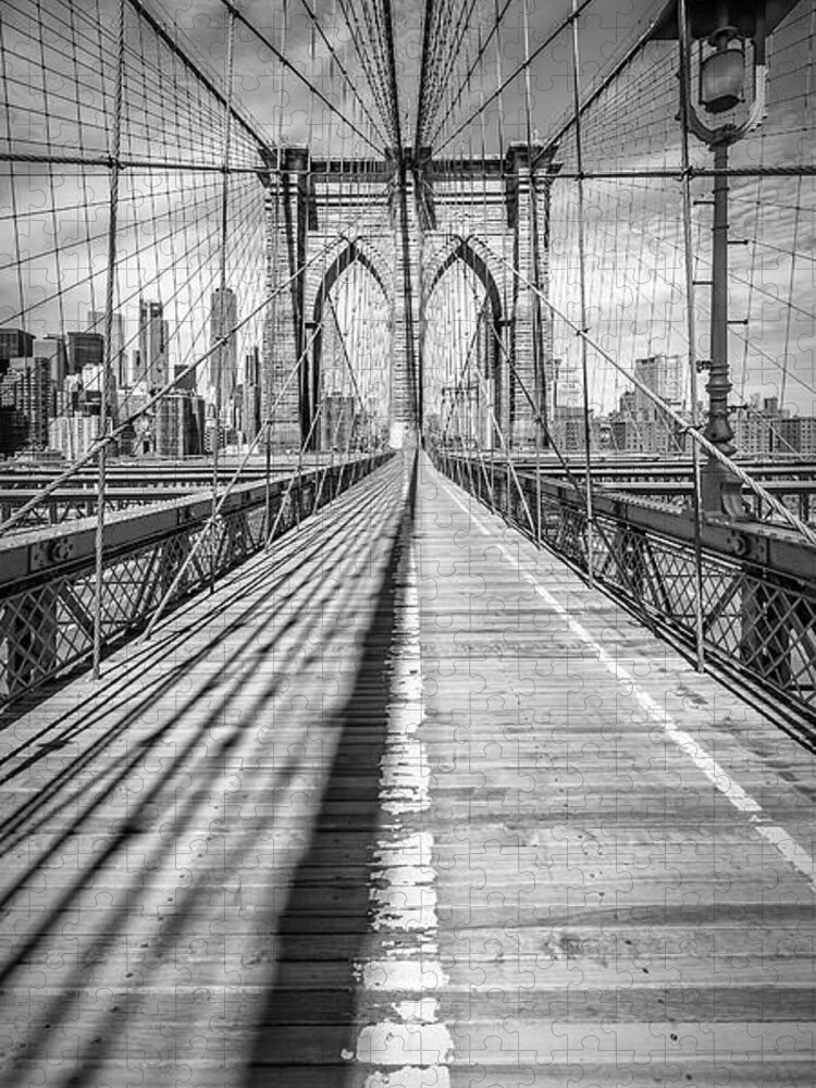 New York City Jigsaw Puzzle featuring the photograph NEW YORK CITY Brooklyn Bridge - Panorama by Melanie Viola
