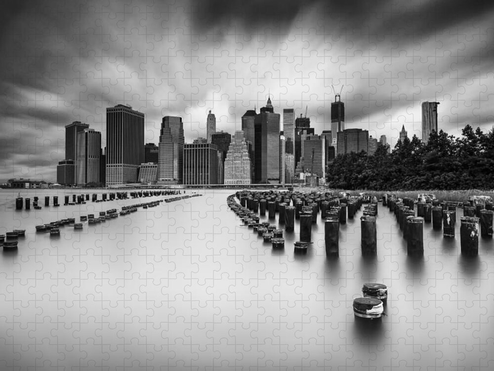New York City Jigsaw Puzzle featuring the photograph New York City in Black and White by Rick Berk