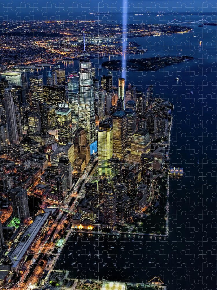 911 Memorial Jigsaw Puzzle featuring the photograph New York City Remembers 9-11 by Susan Candelario