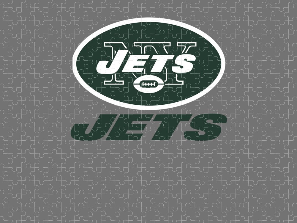 New York Jets Jigsaw Puzzle featuring the mixed media New York Jets on an abraded steel texture by Movie Poster Prints