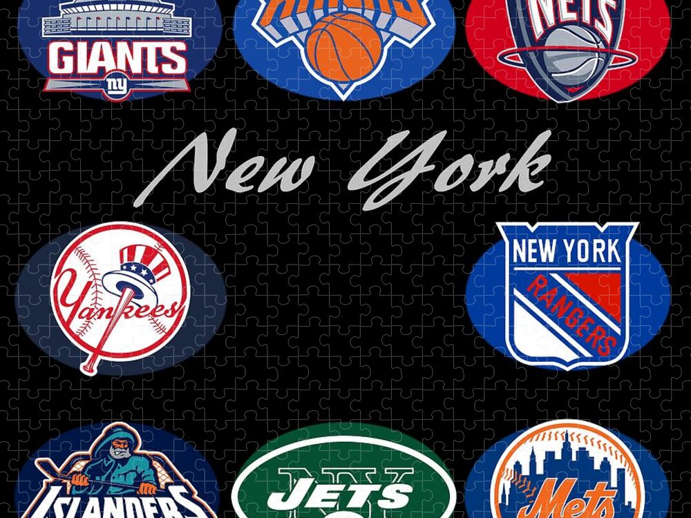 New York Jigsaw Puzzle featuring the digital art New York Professional Sport Teams Collage by Movie Poster Prints