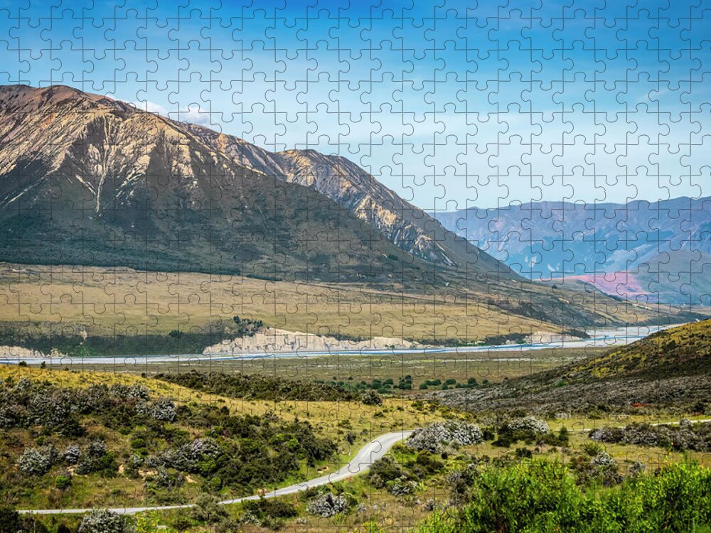 New Zealand Jigsaw Puzzle featuring the photograph New Zealand South Island Landscape by Joan Carroll