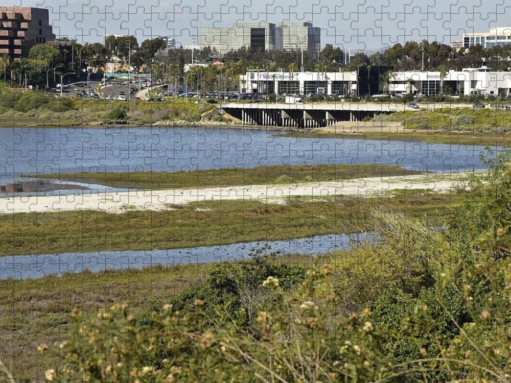Linda Brody Jigsaw Puzzle featuring the photograph Newport Estuary and Nearby Businesses by Linda Brody