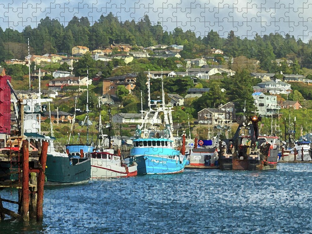 Boats Jigsaw Puzzle featuring the digital art Newport Harbor by James Eddy