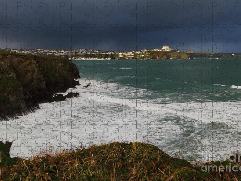 Newquay Jigsaw Puzzle featuring the photograph Newquay Squalls on Horizon by Nicholas Burningham