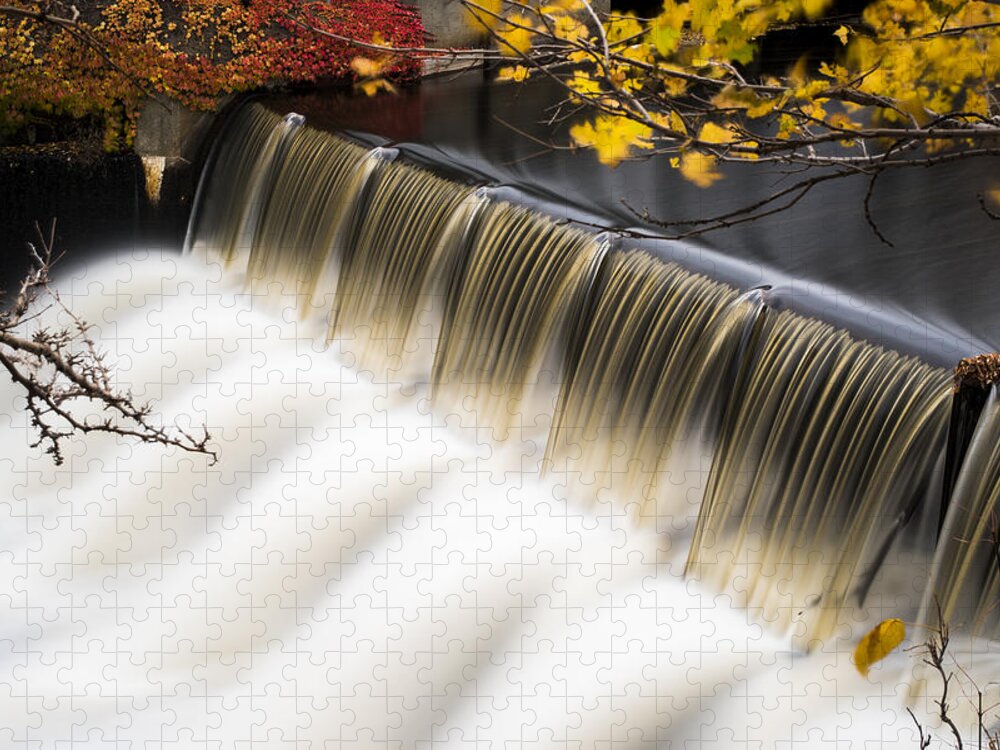 Newton Jigsaw Puzzle featuring the photograph Newton Upper Falls Autumn Waterfall by Toby McGuire