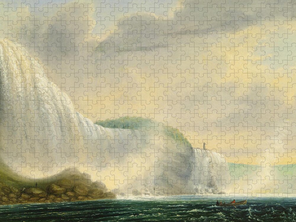 Attributed To Ferdinand Richardt Jigsaw Puzzle featuring the painting Niagara Falls by Attributed to Ferdinand Richardt