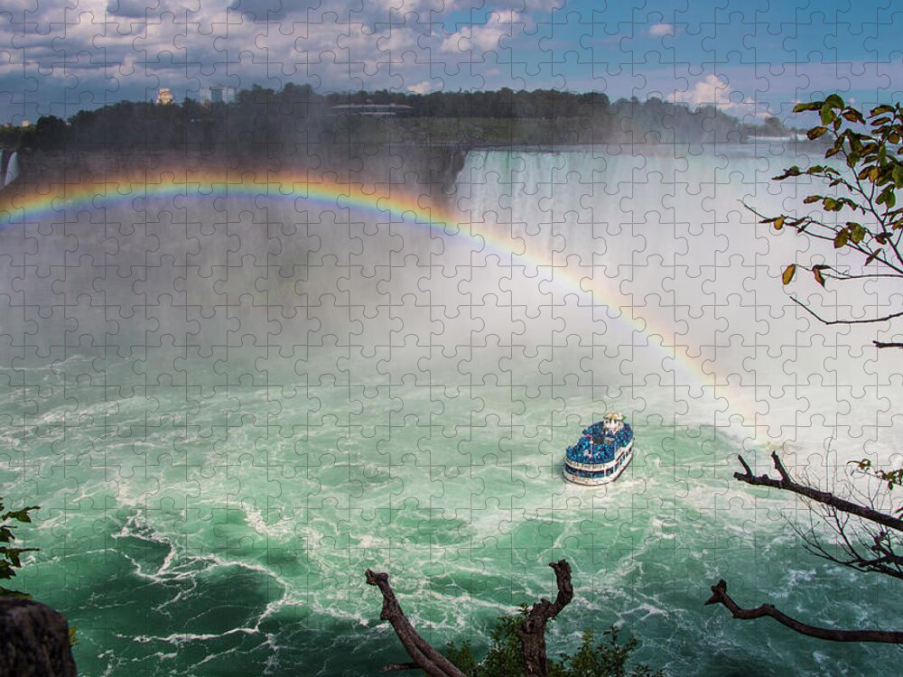 Travel Jigsaw Puzzle featuring the photograph Niagara Falls, Rainbow and Maid of the Mist by Venetia Featherstone-Witty