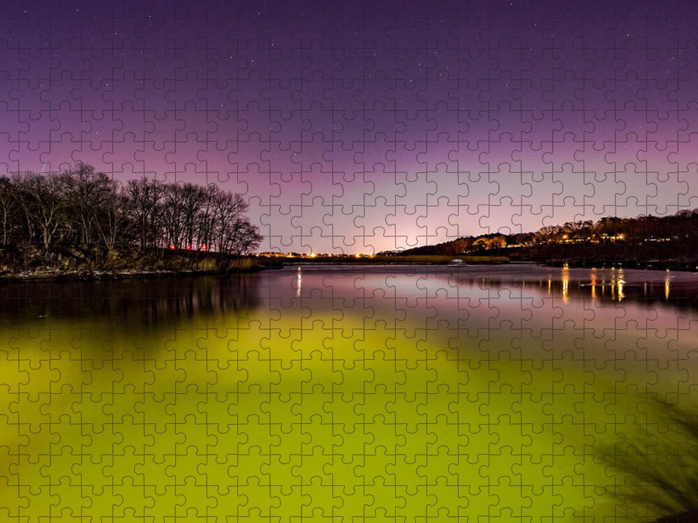 Milton Landing Jigsaw Puzzle featuring the photograph Night colors on the River by Brian MacLean