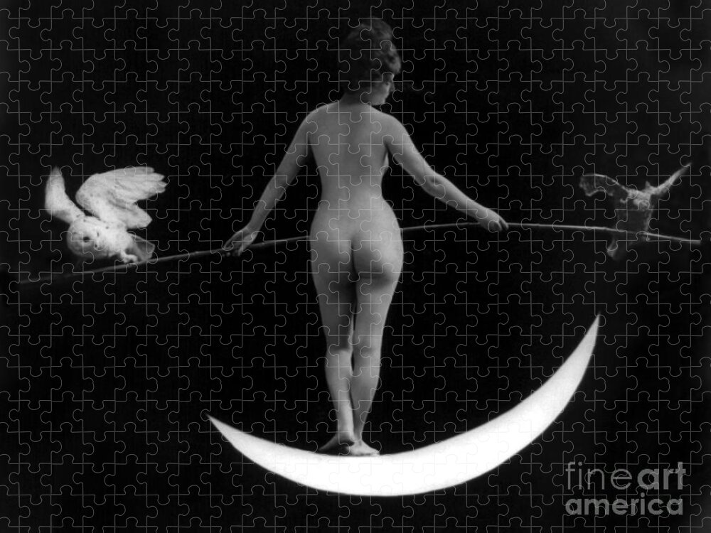 Erotica Jigsaw Puzzle featuring the photograph Night, Nude Model, 1895 by Science Source