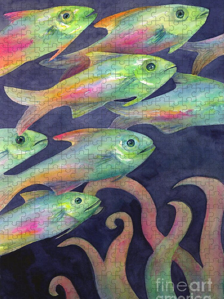 Fish Jigsaw Puzzle featuring the painting Night School by Amy Kirkpatrick