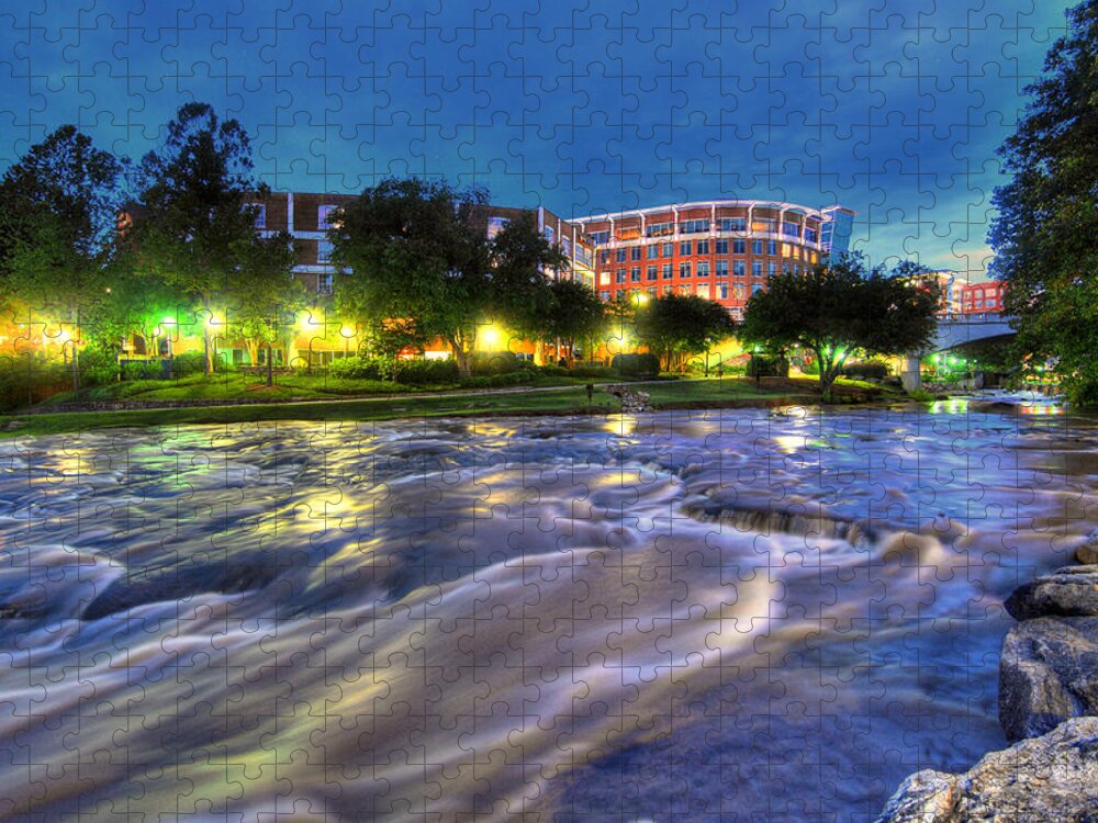 Reedy Jigsaw Puzzle featuring the photograph Nightlights on the River by Blaine Owens
