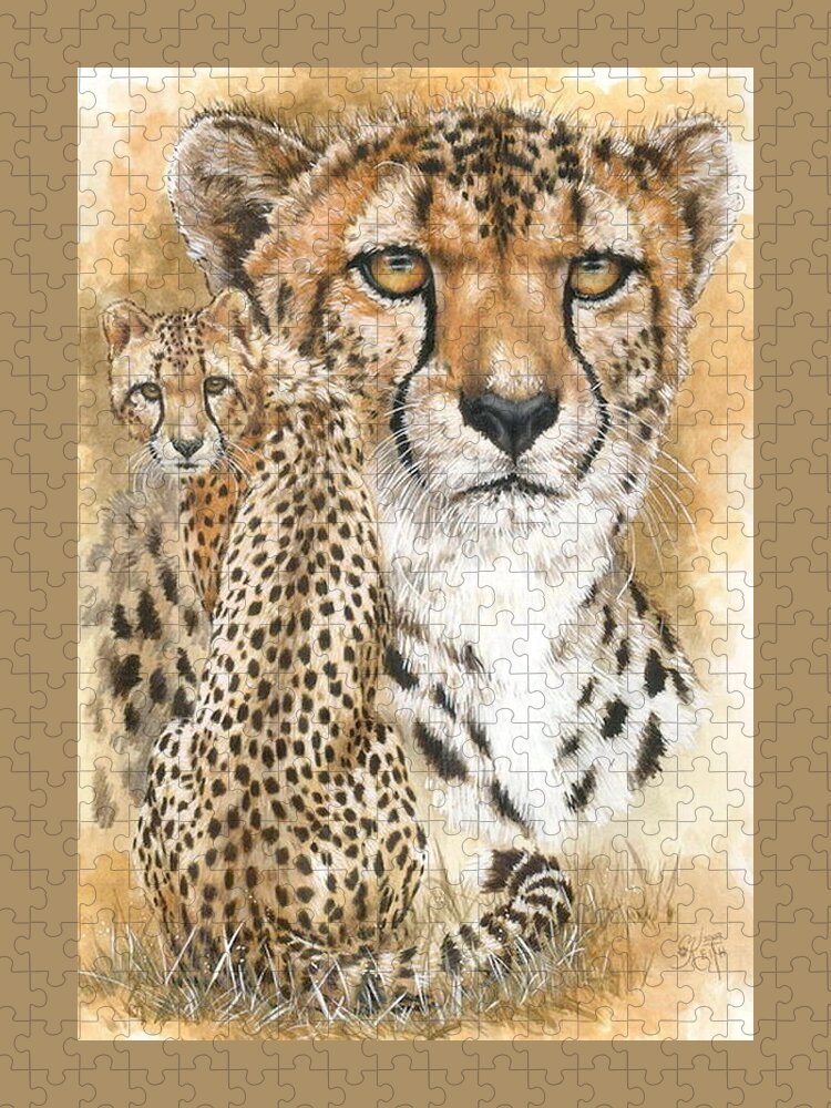 Cheetah Jigsaw Puzzle featuring the mixed media Nimble by Barbara Keith