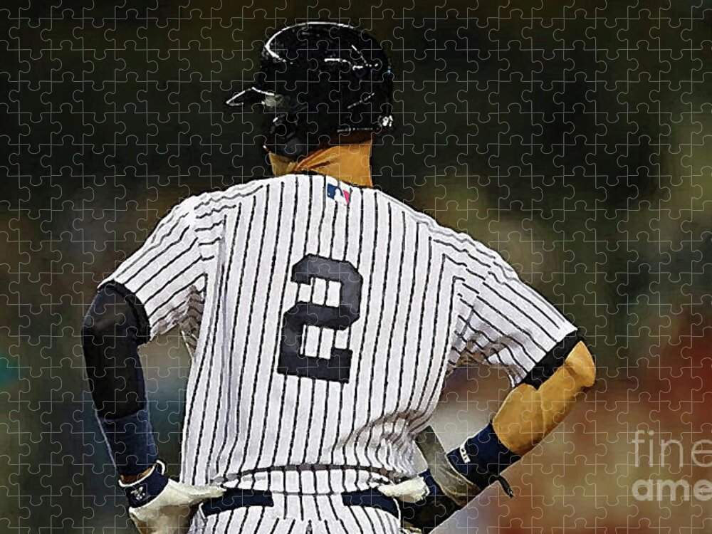 No 2 Jigsaw Puzzle featuring the mixed media No 2, The Captain, Derek Jeter by Thomas Pollart