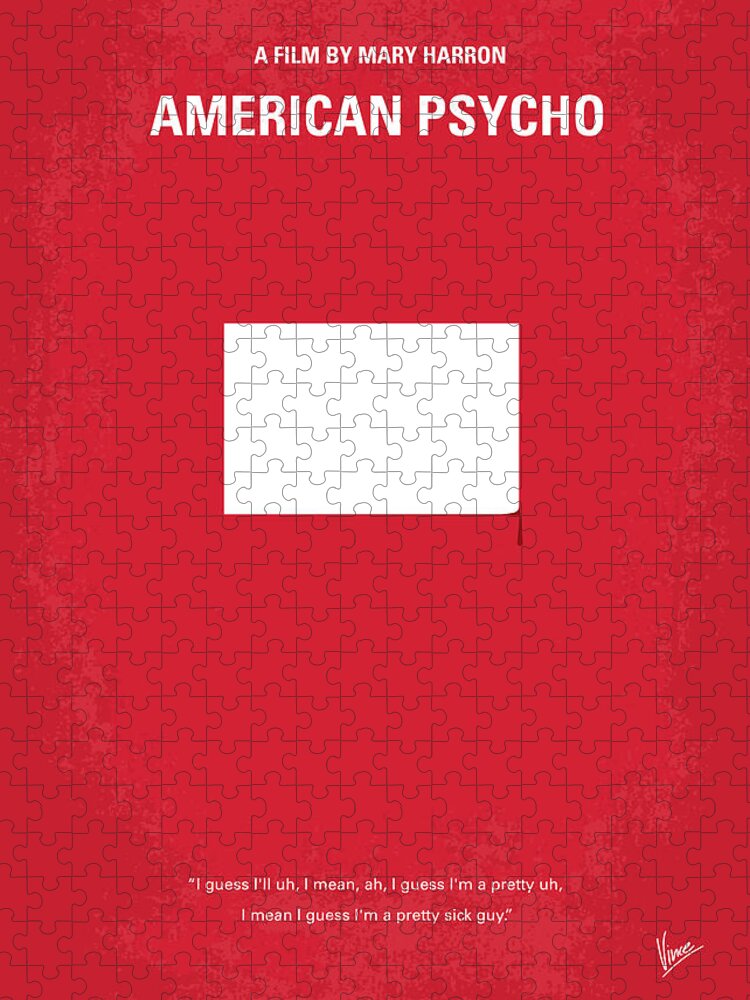 American Jigsaw Puzzle featuring the digital art No005 My American Psyhco minimal movie poster by Chungkong Art