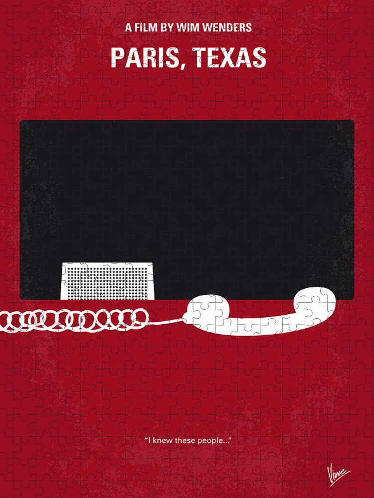 Paris Texas Jigsaw Puzzle featuring the digital art No062 My Paris Texas minimal movie poster by Chungkong Art