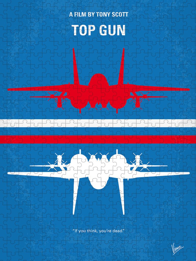 Top Puzzle featuring the digital art No128 My TOP GUN minimal movie poster by Chungkong Art