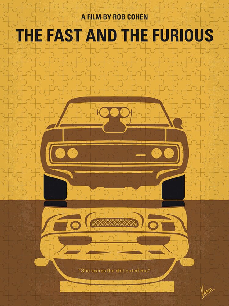 The Fast And The Furious Jigsaw Puzzle featuring the digital art No207 My The Fast and the Furious minimal movie poster by Chungkong Art