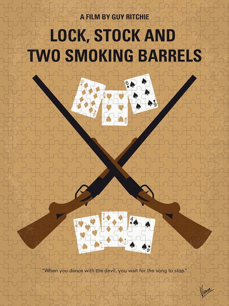 Lock Stock And Two Smoking Barrels Jigsaw Puzzle featuring the digital art No441 My Lock Stock and Two Smoking Barrels minimal movie poster by Chungkong Art