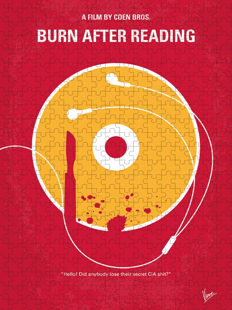 Burn After Reading Jigsaw Puzzle featuring the digital art No547 My Burn After Reading minimal movie poster by Chungkong Art