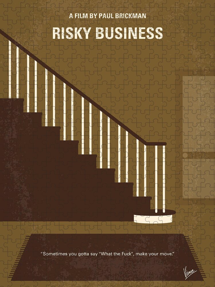 Risky Puzzle featuring the digital art No615 My Risky Business minimal movie poster by Chungkong Art