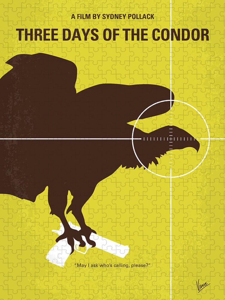 Three Days Of The Condor Jigsaw Puzzle featuring the digital art No659 My Three Days of the Condor minimal movie poster by Chungkong Art