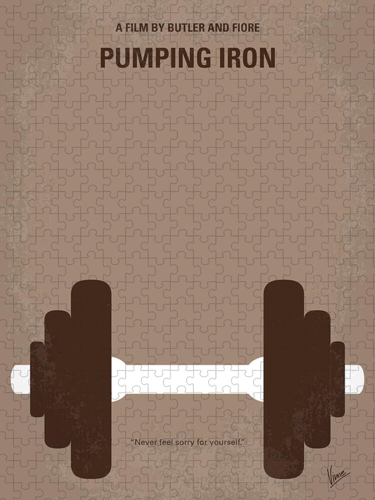 Pumping Iron Jigsaw Puzzle featuring the digital art No707 My Pumping Iron minimal movie poster by Chungkong Art