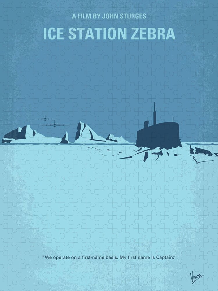 Ice Puzzle featuring the digital art No711 My Ice Station Zebra minimal movie poster by Chungkong Art